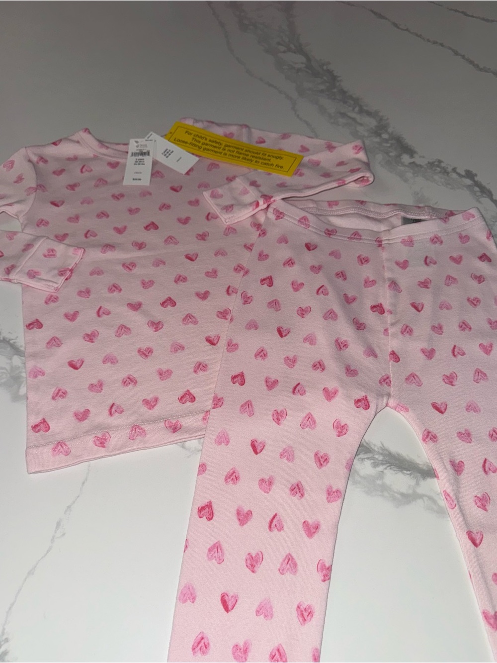 GAP Kids Pink Hearts Cotton Pajama Set Girls’ Size 3T
